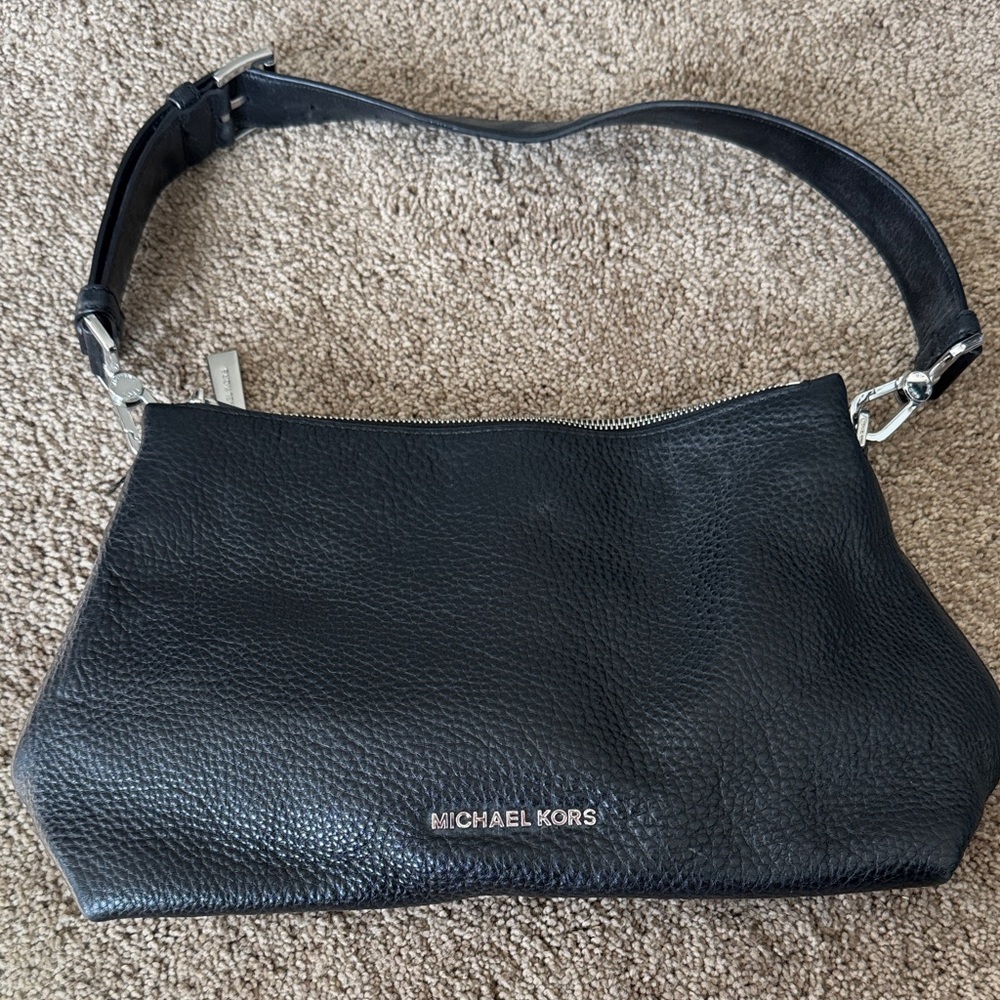Michael Kors Black Pebbled Leather Shoulder Bag